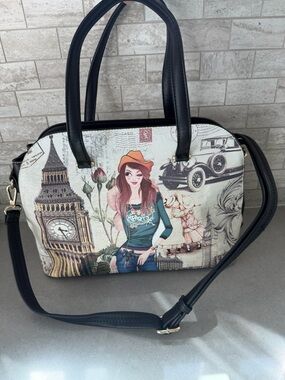 Western cowgirl  Dome Satchel Bag - Black/Multicolor